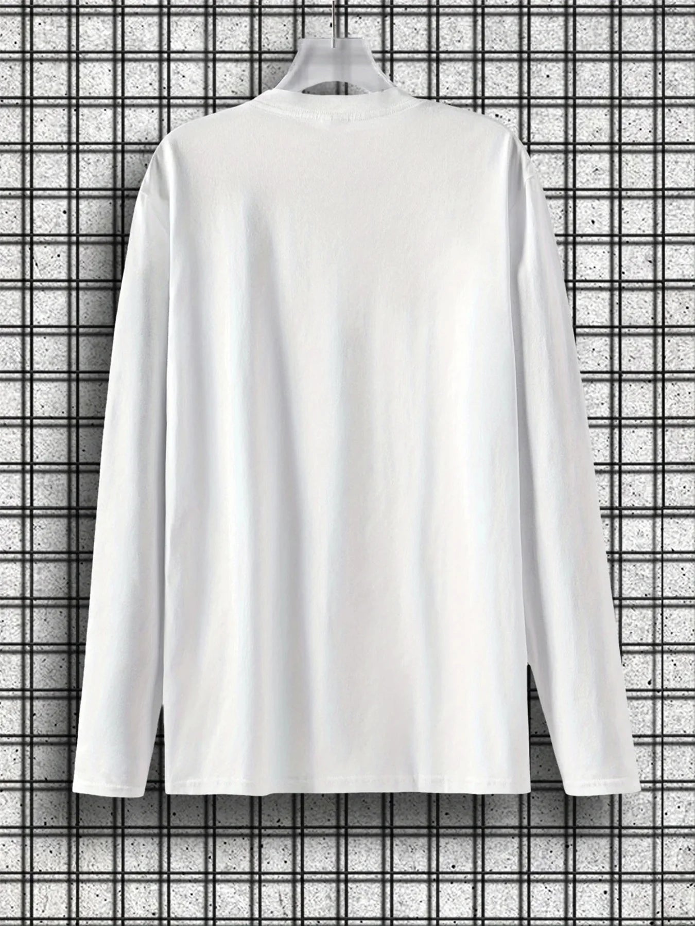 Men's Spring and Autumn 100% Cotton Loose Comfortable Casual ITALIA Letter Pattern Printed Round Neck Long Sleeve T-shirt